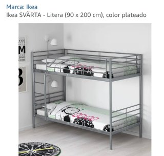 Litera metálica doble cama IKEA SVARTA.