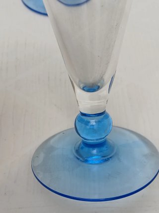 Set 6 Calici Bicchieri Vintage Blu Trasparente