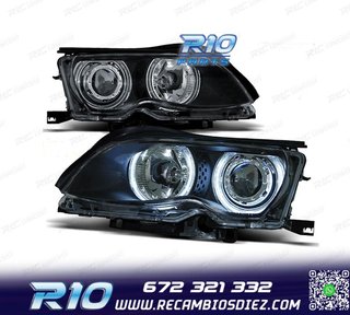 FAROS BMW E46 4 PUERTAS 01-05 OJOS ANGEL CCFL FONDO NEGRO