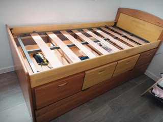Cama nido doble de madera con 4 cajones