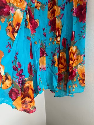 Falda larga floral azul