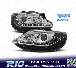 FAROS SEAT IBIZA 6J 08-12 LUZ DIURNA LED FONDO CROMO