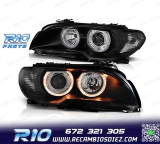 FAROS BMW E46 COUPE 03-06 OJOS ANGEL FONDO NEGRO