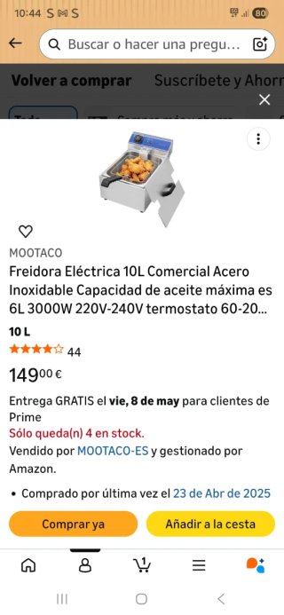 Freidora Eléctrica Profesional 10L