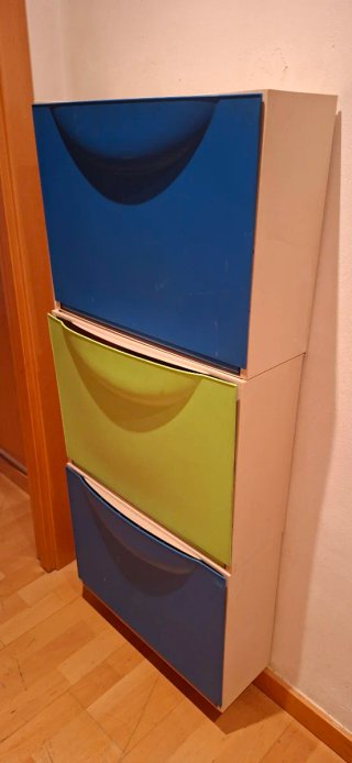 Zapatero IKEA 3 cajones azul y verde