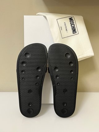 Ciabatte Moschino Pelle Nere Oro Tg 39
