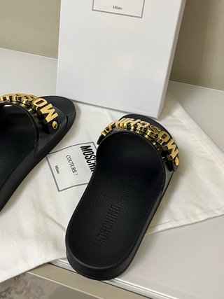Ciabatte Moschino Pelle Nere Oro Tg 39