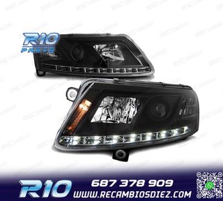 FAROS AUDI A6 C6 04-08 TRU DRL NEGROS