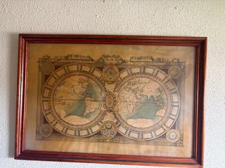 Cuadro Mapa Mundo Antiguo Madera Papel