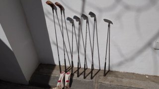 Juegos de palos de golf con fundas y carritos