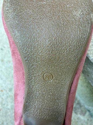 Zapatos rosas imitando ante pero de telatacón bajo