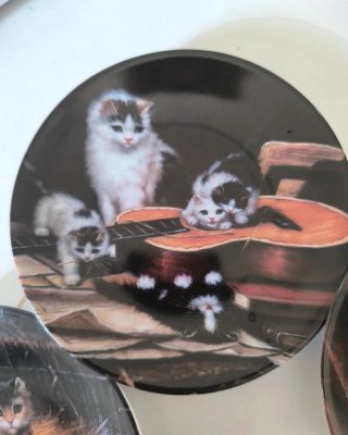 Set 4 piattini  porcellana decorativi con gattini