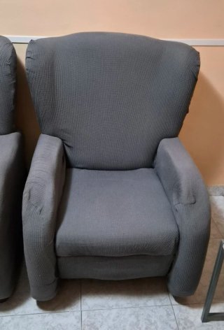 2 Sillones Relax Manuales Tela Gris
