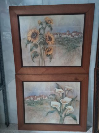 16 quadri con fiori/varie scene di paesaggi in diverse dimensioni