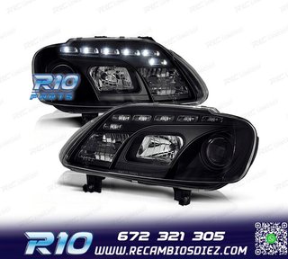 FAROS PARA VOLKSWAGEN VW CADDY 04-10 LUZ DIURNA FONDO NEGRO