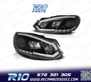 FAROS VOLKSWAGEN VW GOLF 6 08-12 TUBE LIGHT DRL FONDO NEGRO