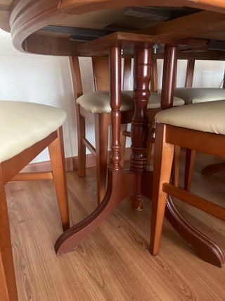 Mesa comedor y 6 sillas madera y cristal