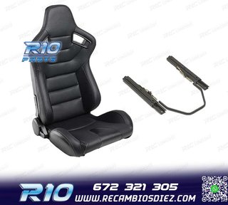 ASIENTO DEPORTIVO SEMI BAQUET ESTILO RS CUERO NEGRO Y CORRED