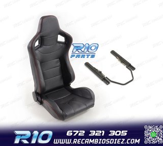 ASIENTO DEPORTIVO SEMI BAQUET ESTILO RS CARBONO NEGRO Y CORR