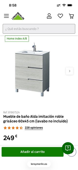 Mueble baño madera 3 cajones gris-blanco