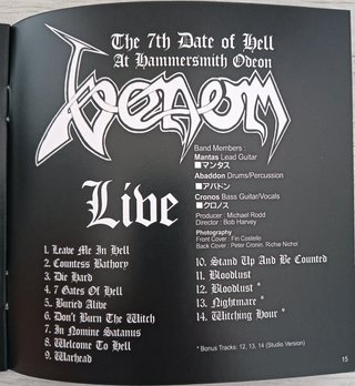 Venom The 7th Date Of Hell Live '84 CD New Slayer