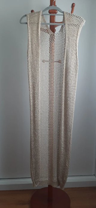 Chaleco largo hilo dorado mujer