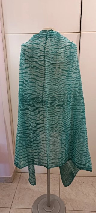 Sciarpone/stola/pareo con lurex argento e verde