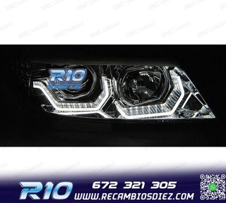 FAROS BMW E90 E91 05-08 OJOS ANGEL 3D FONDO NEGRO INTERMITEN