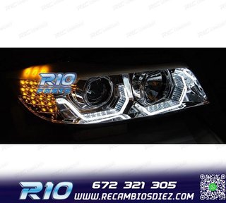 FAROS BMW E90 E91 05-08 OJOS ANGEL 3D FONDO NEGRO INTERMITEN