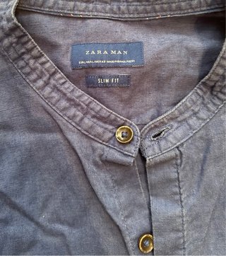 Camisa Zara Slim Fit Azul Talla L