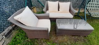 Conjunto Sofás Jardín Mimbre sintetico , Cristal,