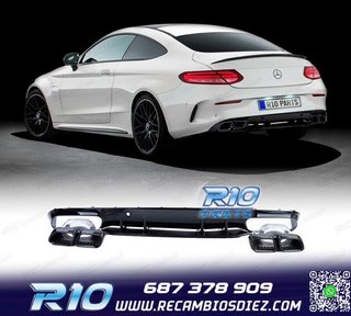 DIFUSOR MERCEDES CLASE C C205 COUPE 15-18 LOOK AMG C63 NEGRO