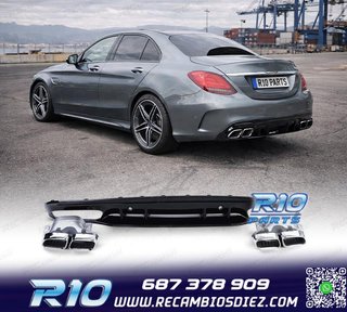 DIFUSOR MERCEDES CLASE C W205 SEDAN 18-21 NEGRO BRILLANTE +