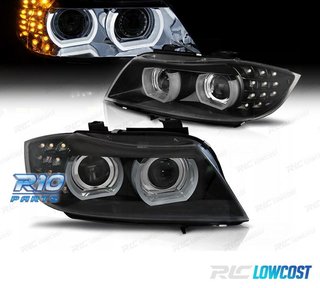 FAROS XENON OJOS ANGEL 3D BMW E90 E91 08-12 FONDO NEGRO