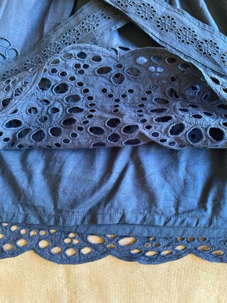 Vestido Mango Rayas y Encaje Azul
