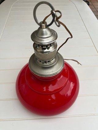 Lámpara colgante cristal rojo y metal
