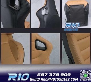 ASIENTO DEPORTIVO SEMI BAQUET ESTILO RS CUERO BEIGE