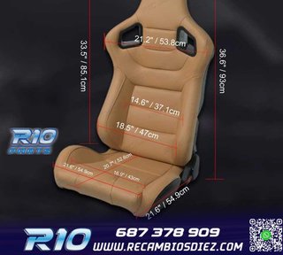 ASIENTO DEPORTIVO SEMI BAQUET ESTILO RS CUERO BEIGE