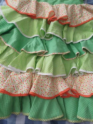 Falda Rociera Volantes Verde Multicolor