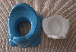 Orinal bebé, con forma de oso azul y blanco