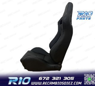 ASIENTO DEPORTIVO SEMI BAQUET ESTILO RS CUERO NEGRO SEMI PIE