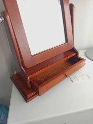 Espejo de mesa madera con cajón