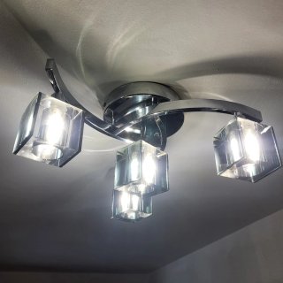 Lámpara plafón cristal y metal