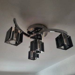 Lámpara plafón cristal y metal