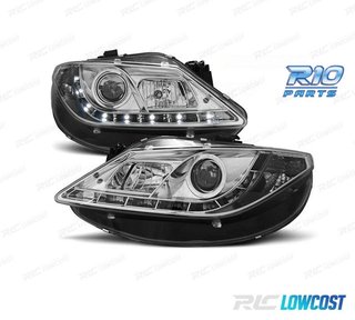FAROS SEAT IBIZA 6J 08-12 LUZ DIURNA LED FONDO CROMO