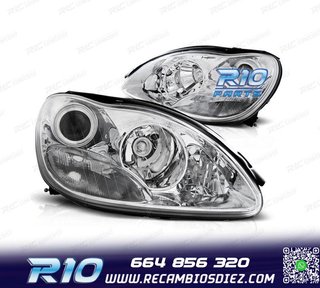FAROS MERCEDES CLASE S W220 98-02 LUPA FONDO CROMO