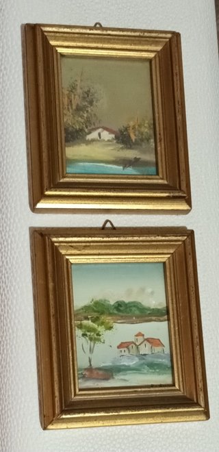 Coppia piccoli quadri vintage 70s