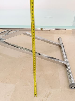 Mesa de centro elevable de cristal y acero inox