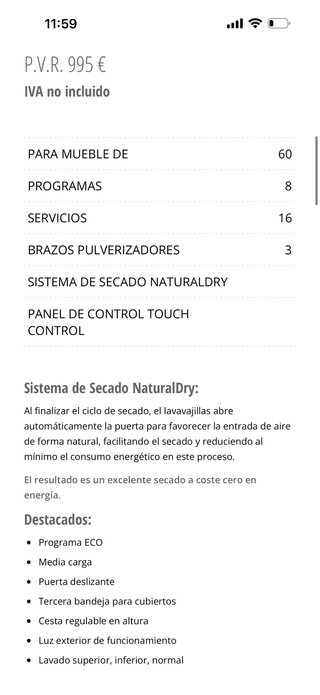 Lavavajillas Pando PLT-7461 Nuevo