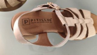 Sandalias Pitillos Piel Talla 37 Beige/Oro